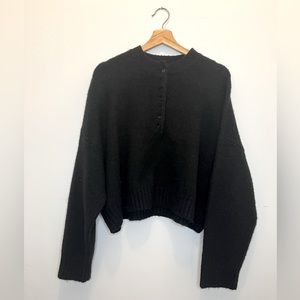 Oak + Fort Oversized Black Knit Sweater Size Small